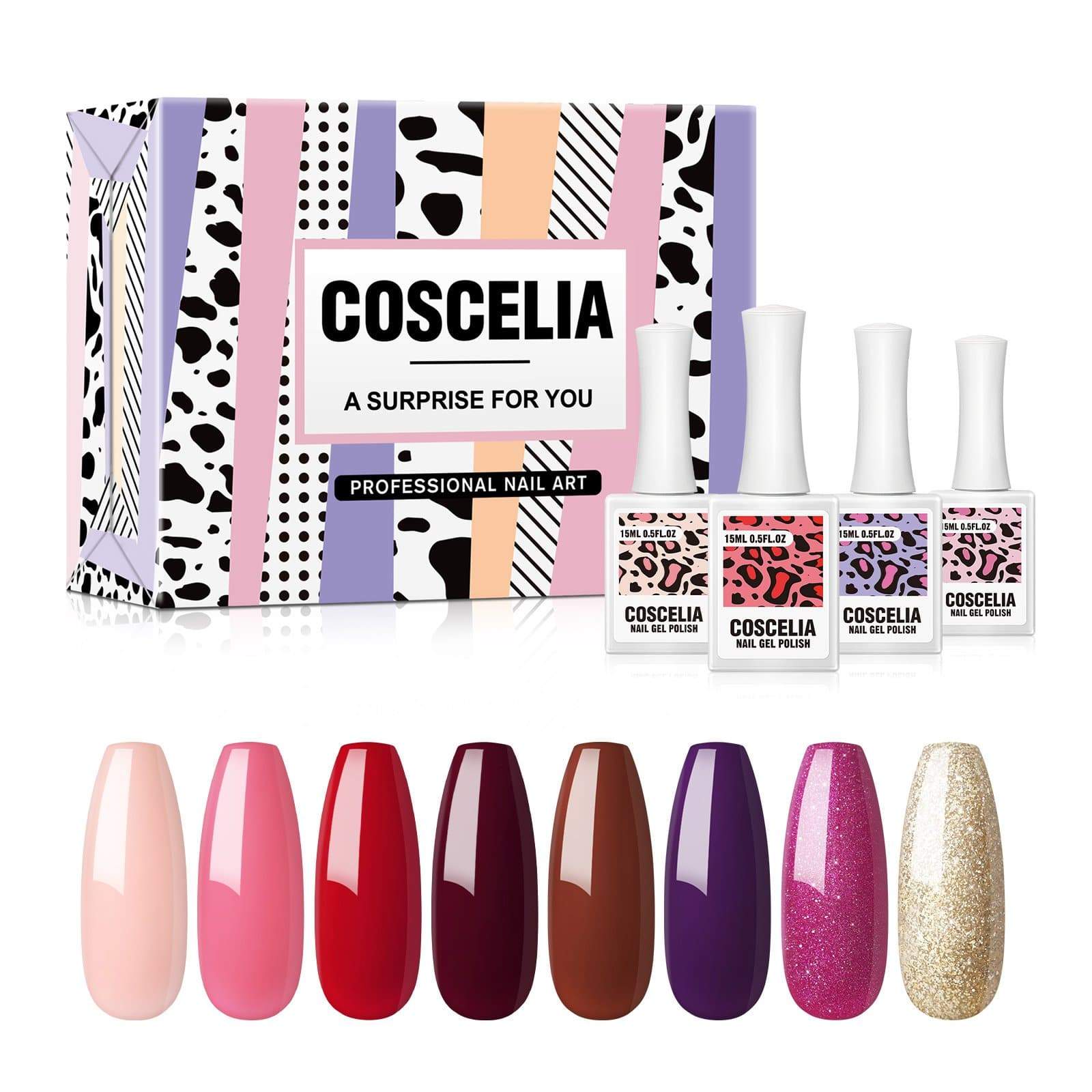 Coscelia Gel Nail 8 Color Set| Gift Package